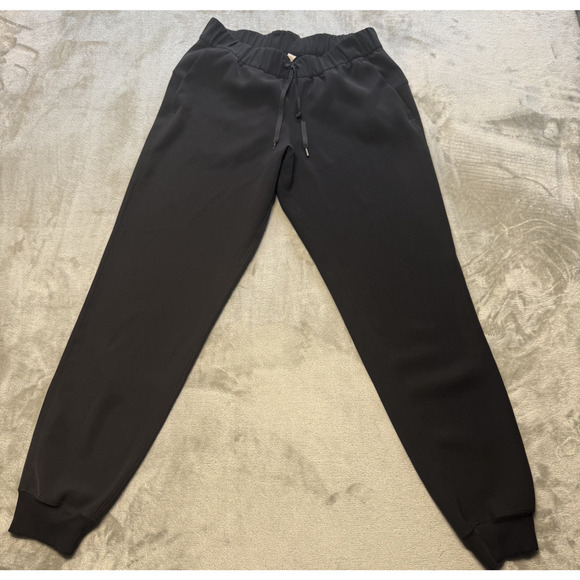 Lululemon Pants - Lululemon Jogger Pants Womens 6 Black Sweatpants Drawstring Cuffed Logo Athletic